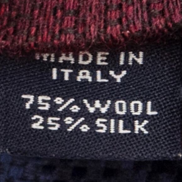 Daniel Cremieux Burgundy Plaid Wool Silk Blend Neck Tie Necktie - Picture 4 of 6